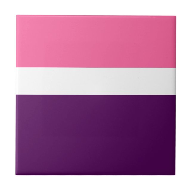 Pink White Purple Plain Color Block Design  Ceramic Tile (Front)