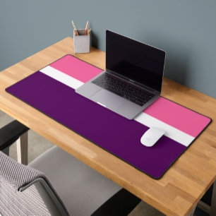 Pink White Purple Plain Color Block Design Desk Mat