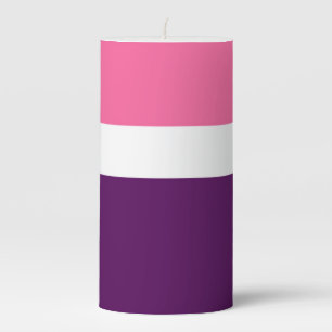 Pink White Purple Plain Color Block Design Pillar Candle