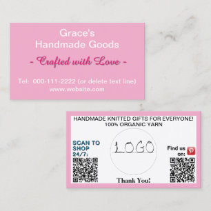Pink White QR Codes Logo 3.5 x 2.0 Business Card