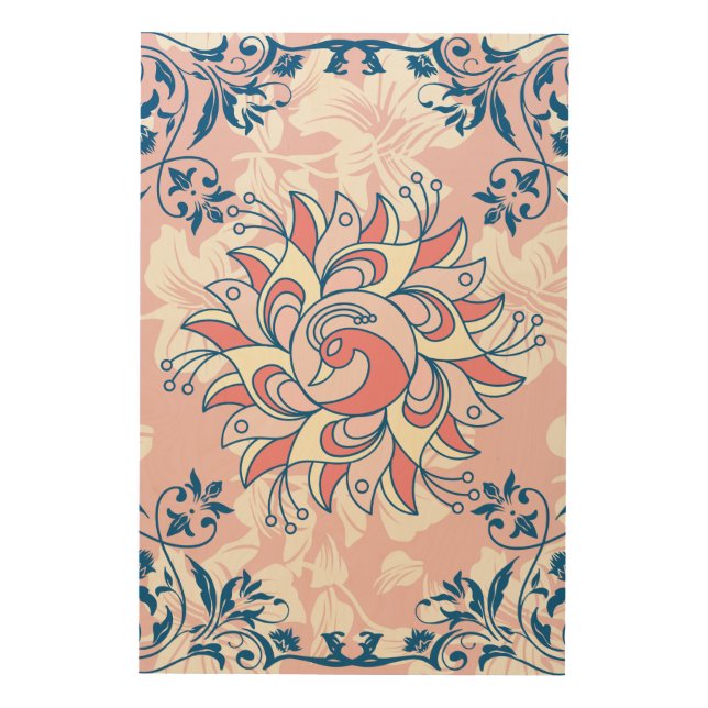 Pink & White Rangoli Bird Wreath Digital Art Print (Front)