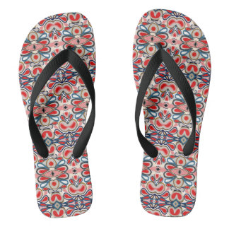 pink white red blue abstract flip flops