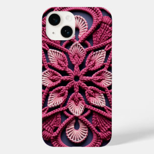 Pink White Red Colorful Granny Square Crochet Case-Mate iPhone 14 Case