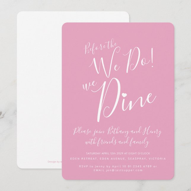 Pink white rehearsal dinner before we do invites (Front/Back)