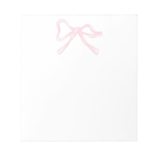 Pink & White Ribbon, Grandmillenial Pink Bow Notepad (Front)