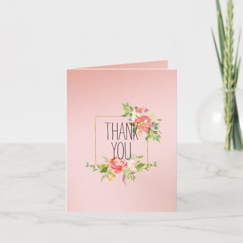 Pink White Rose Blush Floral Ombre   Card