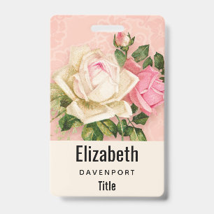 Pink & White Rose Bouquet Badge
