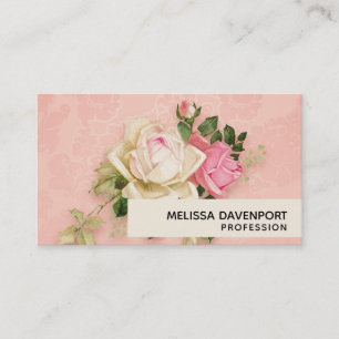 Pink & White Rose Bouquet Business Card