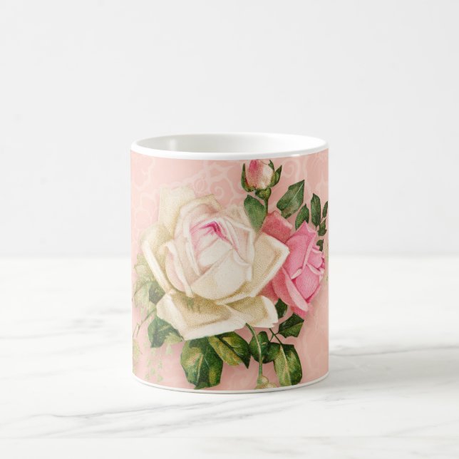 Pink & White Rose Bouquet Coffee Mug (Center)