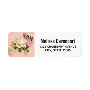 Pink & White Rose Bouquet Label