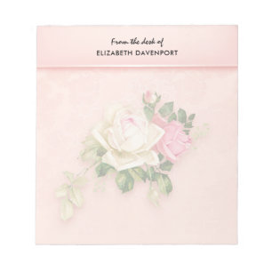 Pink & White Rose Bouquet Notepad
