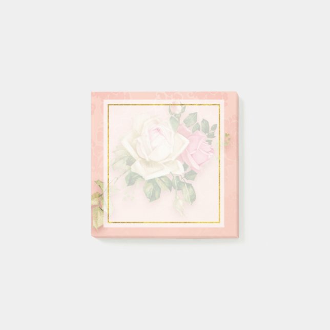 Pink & White Rose Bouquet Post-it Notes (Front)