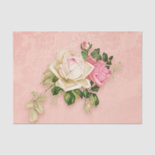 Pink & White Rose Bouquet Tissue Paper