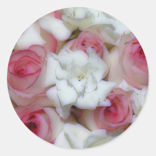 Pink  White Rose Envelope Seal Stickers