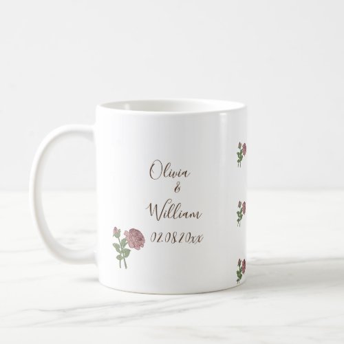 Pink White Rose Flower Couple Romantic Love Cute  Coffee Mug