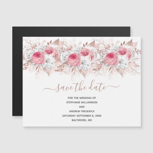 Pink White Rose Gold Elegant Wedding Save The Date