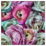 Pink &amp; White Rose &amp; Peony Flowers Fabric