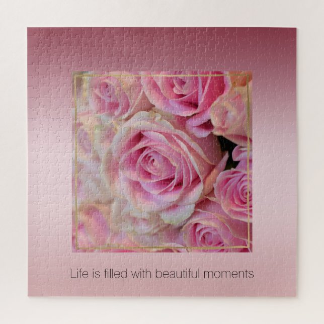 Pink White Roses Beautiful Moments        Jigsaw Puzzle (Vertical)