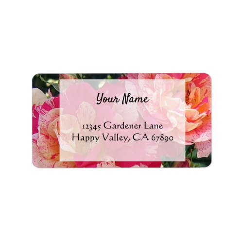 Pink White Roses Editable Address Labels