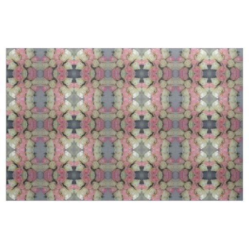 Pink White Roses Fabric