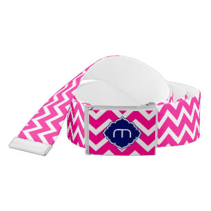 Pink White & Royal Blue Monogram Chevron Pattern Belt