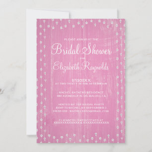 Pink White Rustic Country Bridal Shower Invitation