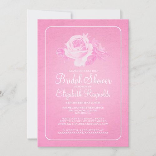 Pink White Rustic Floral Bridal Shower Invitations