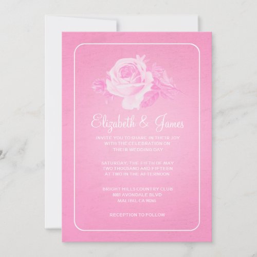 Pink White Rustic Floral/Flower Wedding Invitation