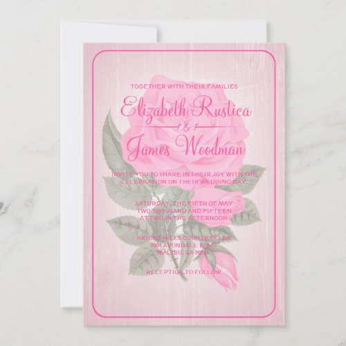 Pink &amp; White Rustic Floral Wedding Invitations