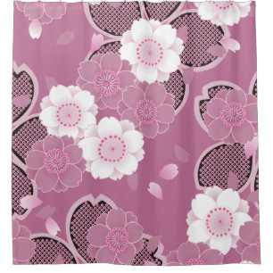 Pink & White Sakura 2 Fine Vintage Japanese Shower Curtain