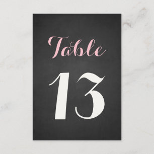 Pink & White Script Chalkboard Table Numbers Card