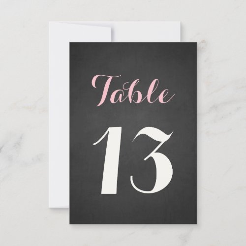 Pink  White Script Chalkboard Table Numbers Card