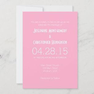 Pink White Simple Modern Wedding Invitation