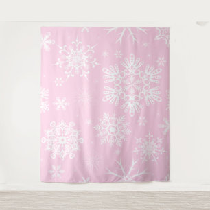 Pink white Snowflake pattern Christmas backdrop
