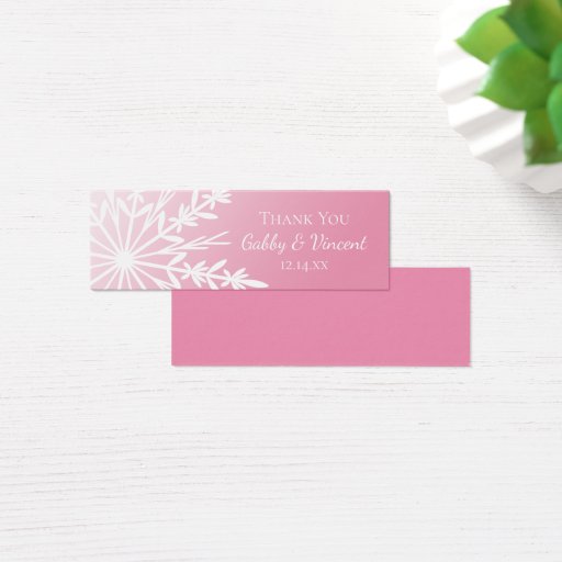 Customizable Pink Snowflake Wedding Favor Tags Business Card Template