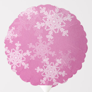 Pink White Snowflakes Minimalist Christmas Balloon