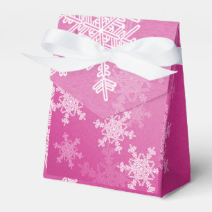 Pink White Snowflakes Minimalist Christmas Favor Boxes