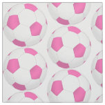 Pink white soccer ball pattern fabric