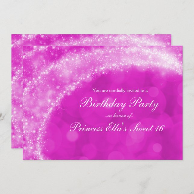 Pink & White Sparkle Cinderella Any Event Party Invitation (Front/Back)