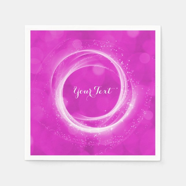 Pink & White Sparkle Cinderella Any Event Party Napkins (Front)
