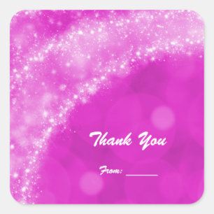 Pink & White Sparkle Cinderella Any Event Party Square Sticker