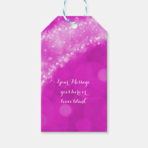 Pink & White Sparkle Cinderella Wedding Party Gift Tags
