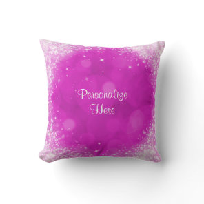 Pink & White Sparkle Glamour Faux Glitter Throw Pillow