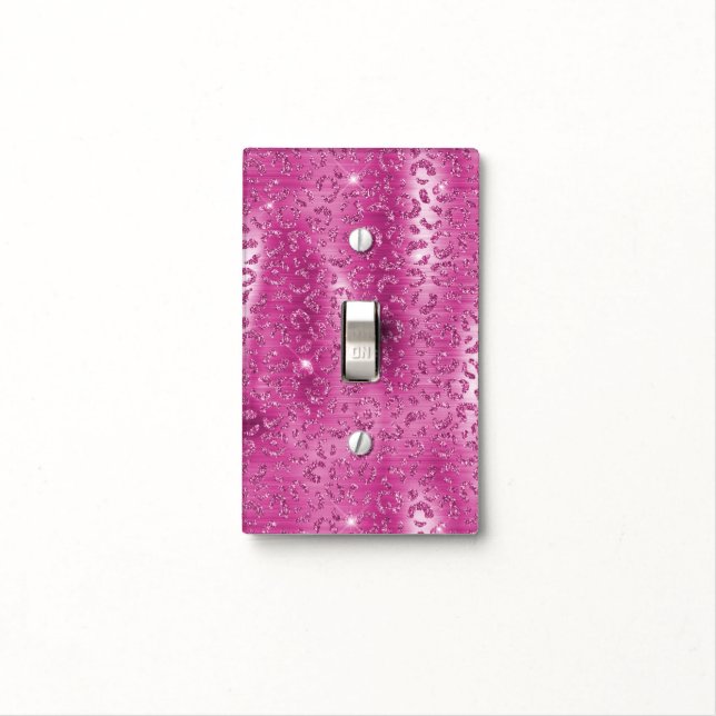 Pink White Sparkle Leopard Print     Light Switch Cover (In Situ)