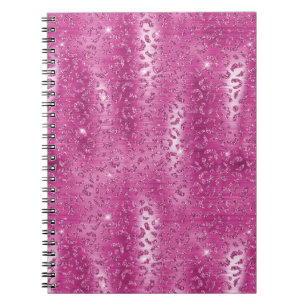 Pink White Sparkle Leopard Print Notebook