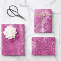 Pink White Sparkle Leopard Print Wrapping Paper Sheets