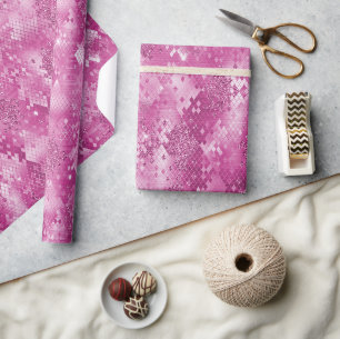 Pink White Sparkle Snake Print Wrapping Paper