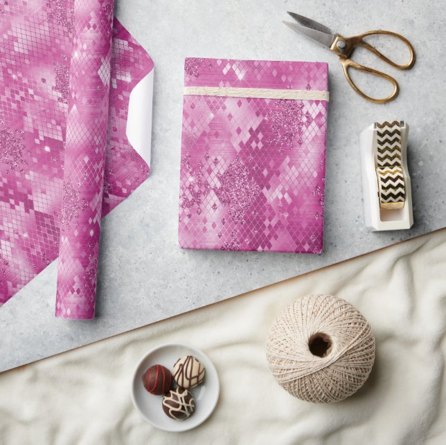 Pink White Sparkle Snake Print      Wrapping Paper (Crafts)