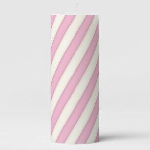 Pink & White Spiraling Stripes Pillar Candle