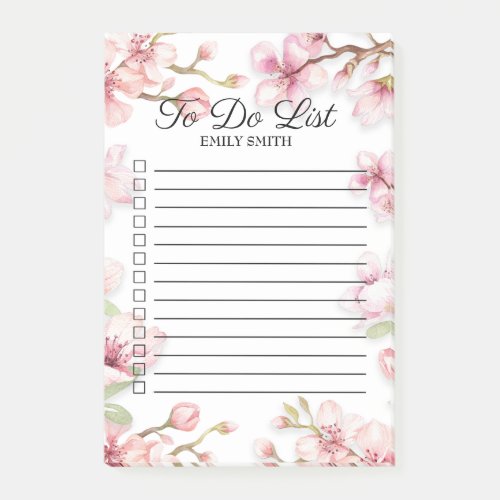 Pink White Spring Floral Checkbox To Do Post_it Notes